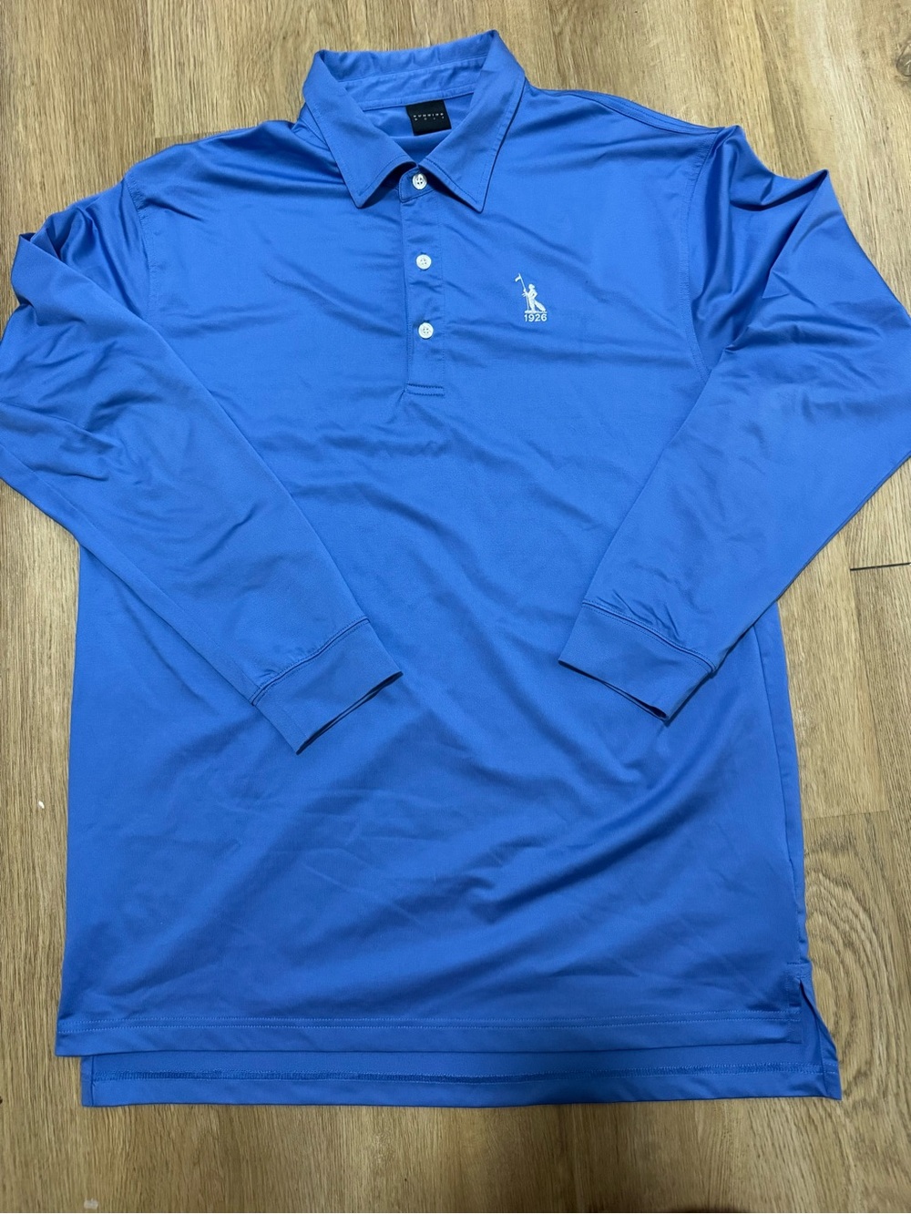 Dunning Golf Men's Long Sleeve Polo in Bright Blue with Subtle Logo Size L